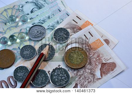 Close up Czech Koruna currency, Czech Republic