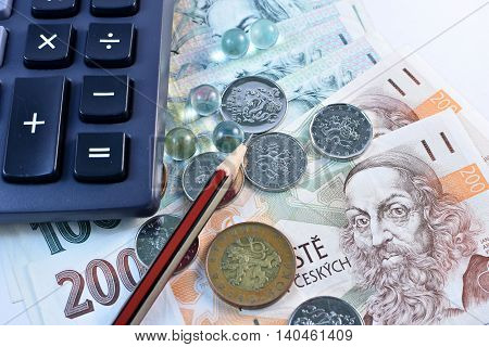 Close up Czech Koruna currency, Czech Republic