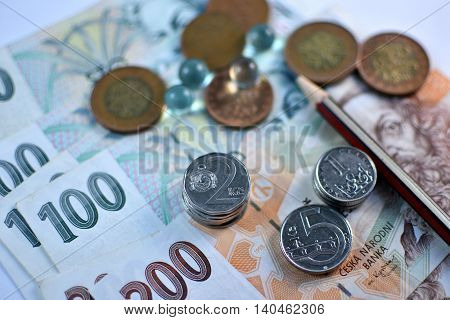 Close up Czech Koruna currency, Czech Republic