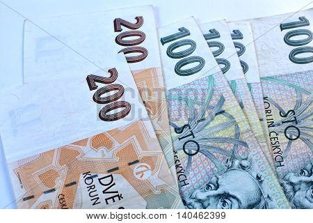 Close up Czech Koruna currency, Czech Republic