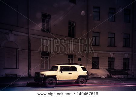 ST. PETERSBURG, RUSSIA - July 29, 2016: Toyota fj cruiser on the streets of St. Petersburg, the fj cruiser is a compact SUV from Toyota