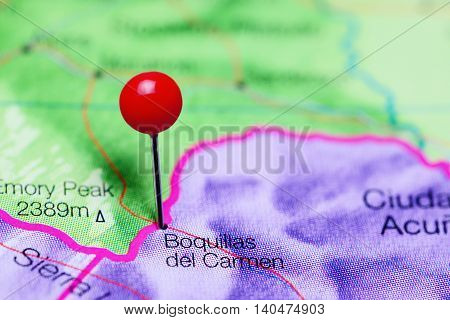Boquillas del Carmen pinned on a map of Mexico