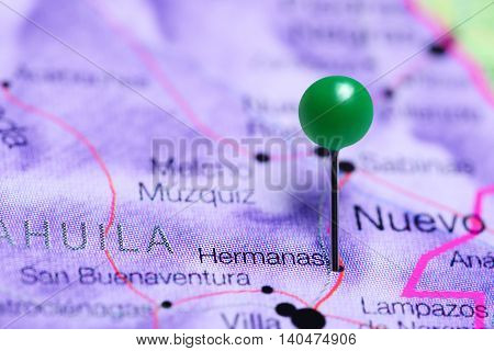 Hermanas pinned on a map of Mexico