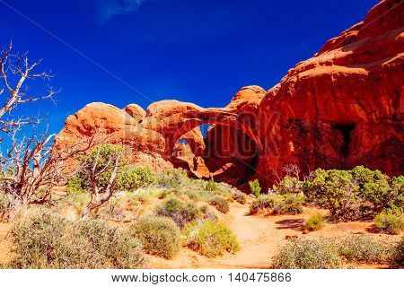 Double Arch In Arches National Park, Utah, Usa