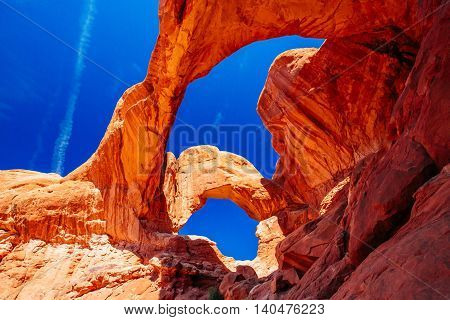 Double Arch In Arches National Park, Utah, Usa