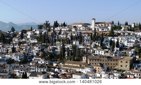 A view of spanish city Granada in a winter day