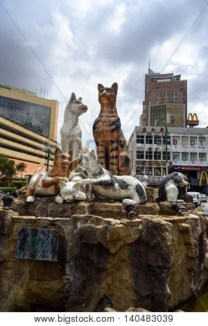 Cats Monument At Center Of Kuching