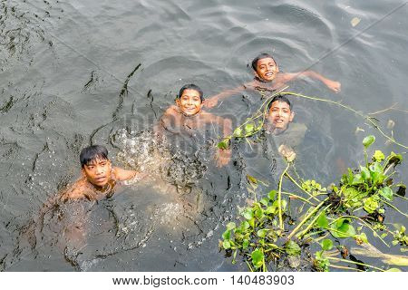 Children Taking Bath