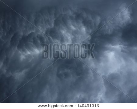 stormy weather and blue dangerous clouds on sky