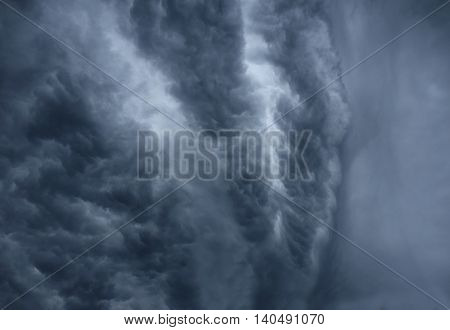stormy weather and blue dangerous clouds on sky