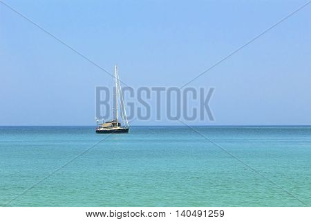 sailboat at sea in phuket Thailand and sky blue