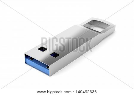 Capless flash drive on white background, 3D illustration
