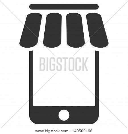 Webstore icon. Glyph style is flat iconic symbol with rounded angles, gray color, white background.
