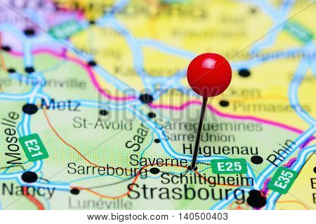 Saverne pinned on a map of France