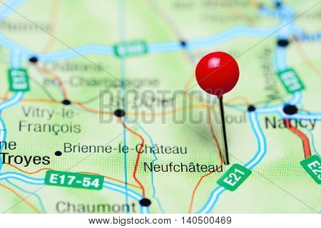 Neufchateau pinned on a map of France