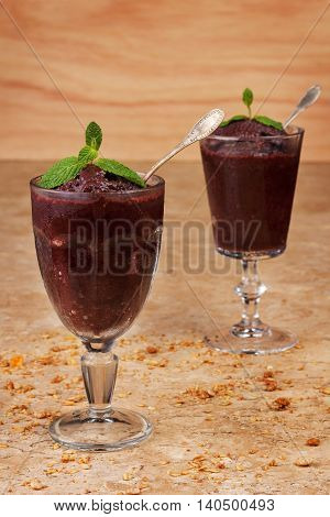 Acai Pulp In Glass With Fresh Mint