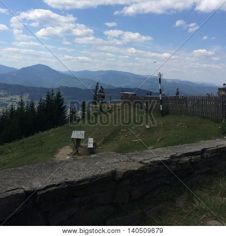 Romania, August 25, 2015, Ceahlau Massif, Moldova, View over the Eastern Carpathians Mountains