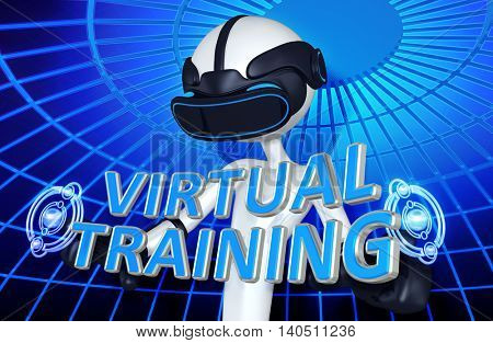 Virtual Reality VR Training 3D Illustration