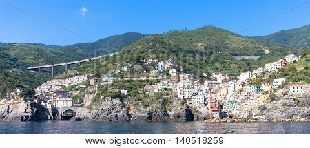 Riomaggiore In Cinque Terre, Italy - Summer 2016 - View From The Sea