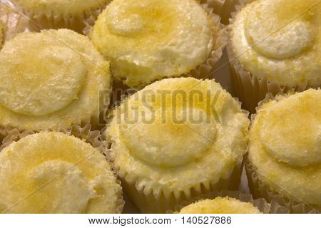 This is a photograph of Lemon flavored cupcakes