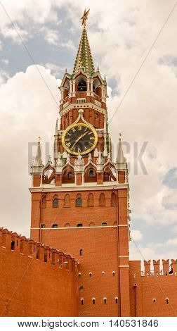 Clock tower at the Kremlin in Russia