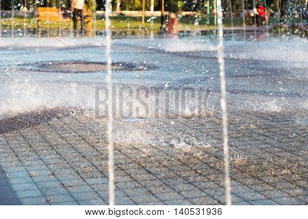 Beautiful fountain in Park, Ancient Bukhara city in Uzbekistan