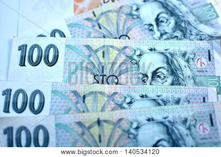 Close up Czech Koruna currency, Czech Republic