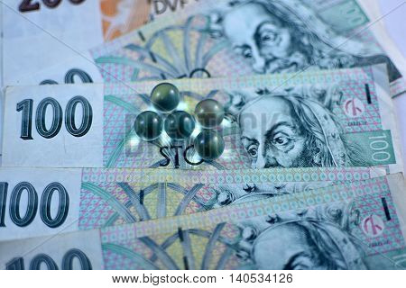 Close up Czech Koruna currency, Czech Republic