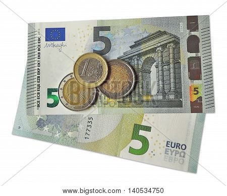 Euro money, finances, isolated on white background.