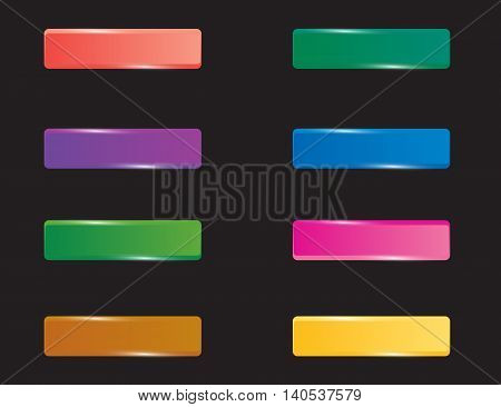 Colorful set of rectangle horizontal shiny banner buttons