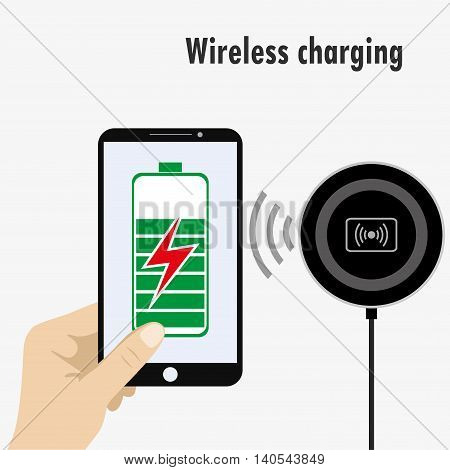 Smartphone on a Wireless Charge, vector illustration on white background