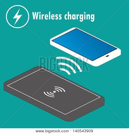 Smartphone on a Wireless Charge, vector illustration