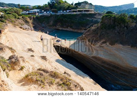 Sidary landscape with famous coves of the Canal D'Amou. Corfu island Greece.