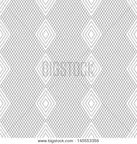 Seamless pattern. Classic abstract geometric background. Modern linear texture with thin lines. Regularly repeating geometrical tiled grid with rhombus diamond. Vector contemp design