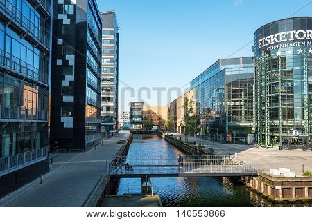 Copenhagen Denmark - July 20 2015: The modern architectures of the Island Brygge quarter