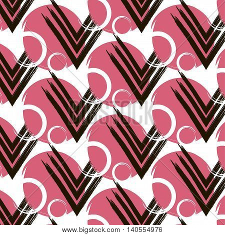 Vector repetition circle with line arrows pattern. Abstract pink design texture. Modern hipter print pink