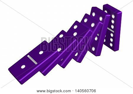 Concept: domino effect isolated on white background. 3D rendering.