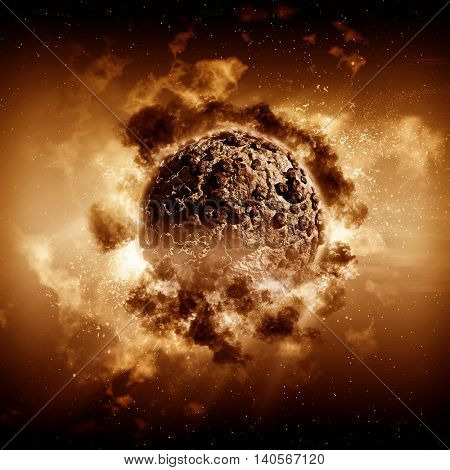 3D render of a stormy planet scene