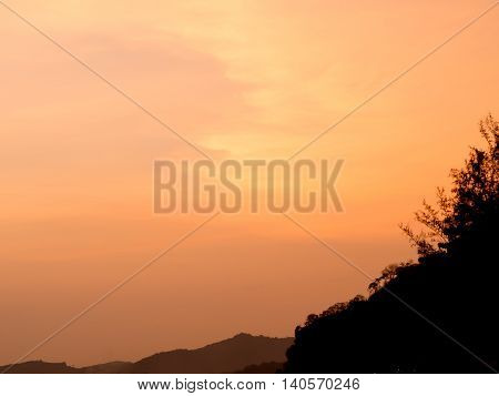 Beach at sunset sky orange. Krabi Thailand