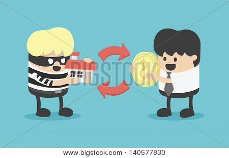 Business concept cartoon illustration Buying stolen goods eps . 10