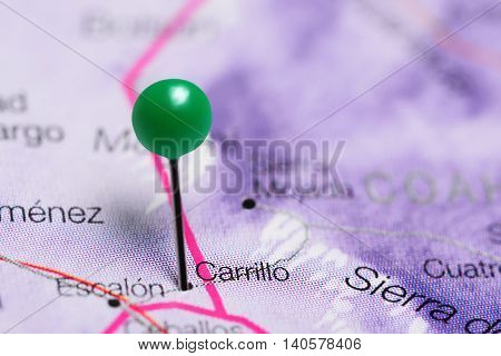 Carrillo pinned on a map of Mexico