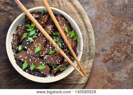 Homemade beef cooked in a traditional asian style