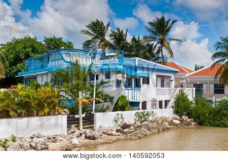 Kralendijk Bonaire - December 2 2011: The villa was built as a yacht in Kralendik on Bonaire Netherlands Antilles at December 2 2011.
