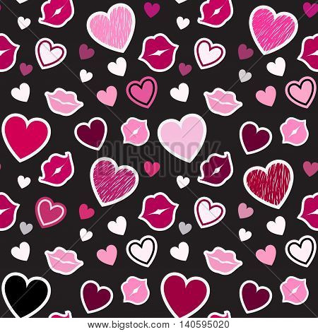 Pattern With Kisses And Hearts