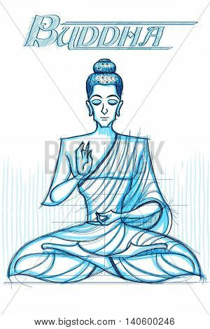 Indian God Buddha in sketchy look. Vector illustration