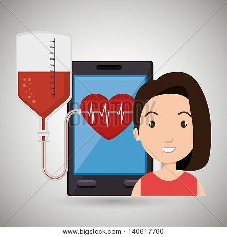woman young bood smartphone vector illustration eps 10