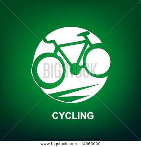 Cyklistické sportovní ikona na zeleném pozadí