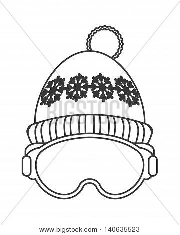 flat design ski mask and hat icon vector illustration