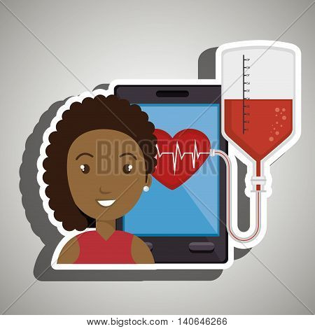 woman young bood smartphone vector illustration eps 10