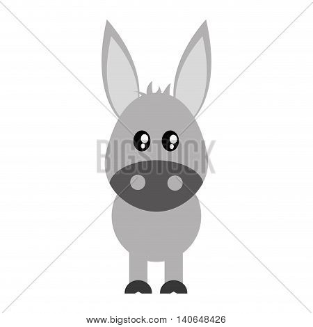 flat design cute donkey cartoon icon vector illustration